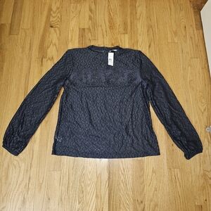 NWT LOFT Gray Lace Women's Blouse